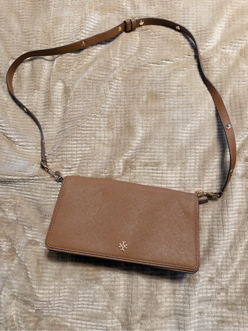 Tory Burch Tan Leather Crossbody Wallet